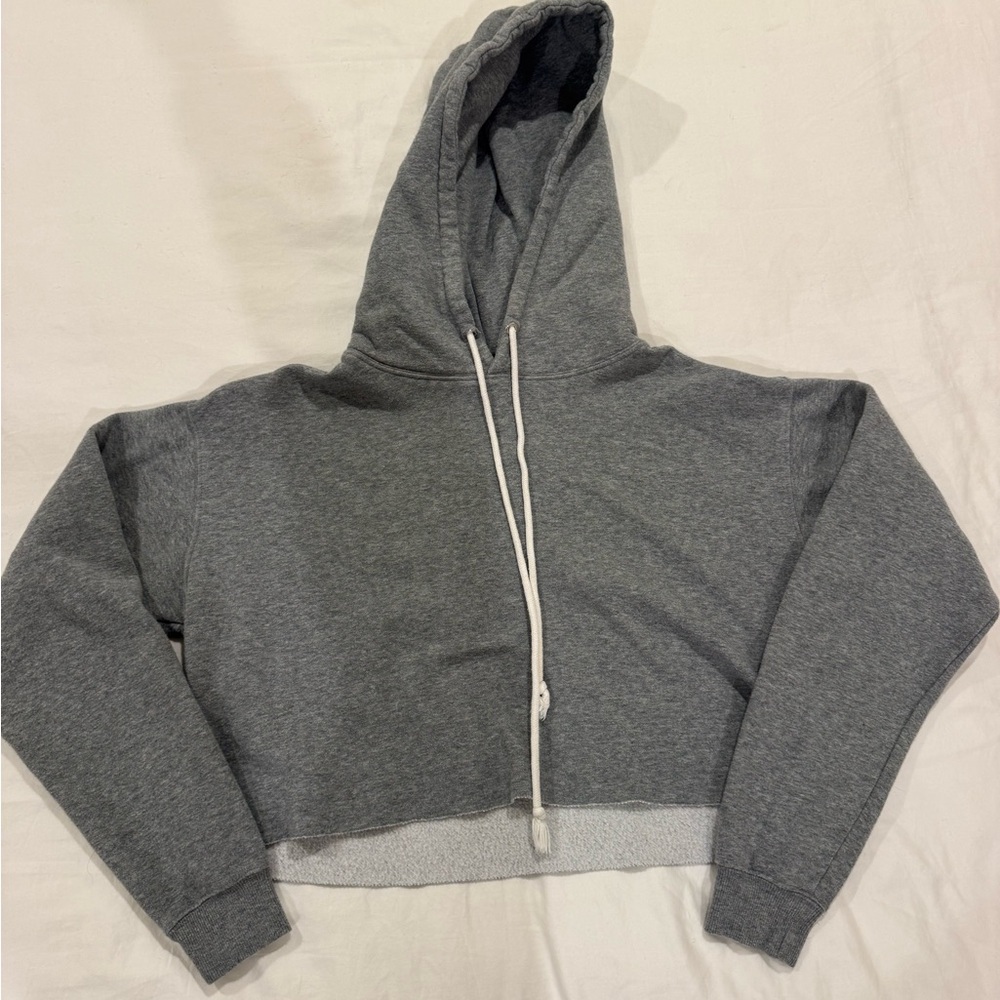 Gray Cropped Hoodie